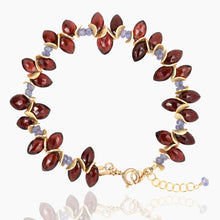 Load image into Gallery viewer, Signature Marquis Garnet and Tanzanite Gold Bracelet
