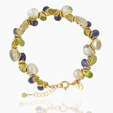 Load image into Gallery viewer, Signature Double Gold Iolite, Peridot and Green Amethyst Bracelet
