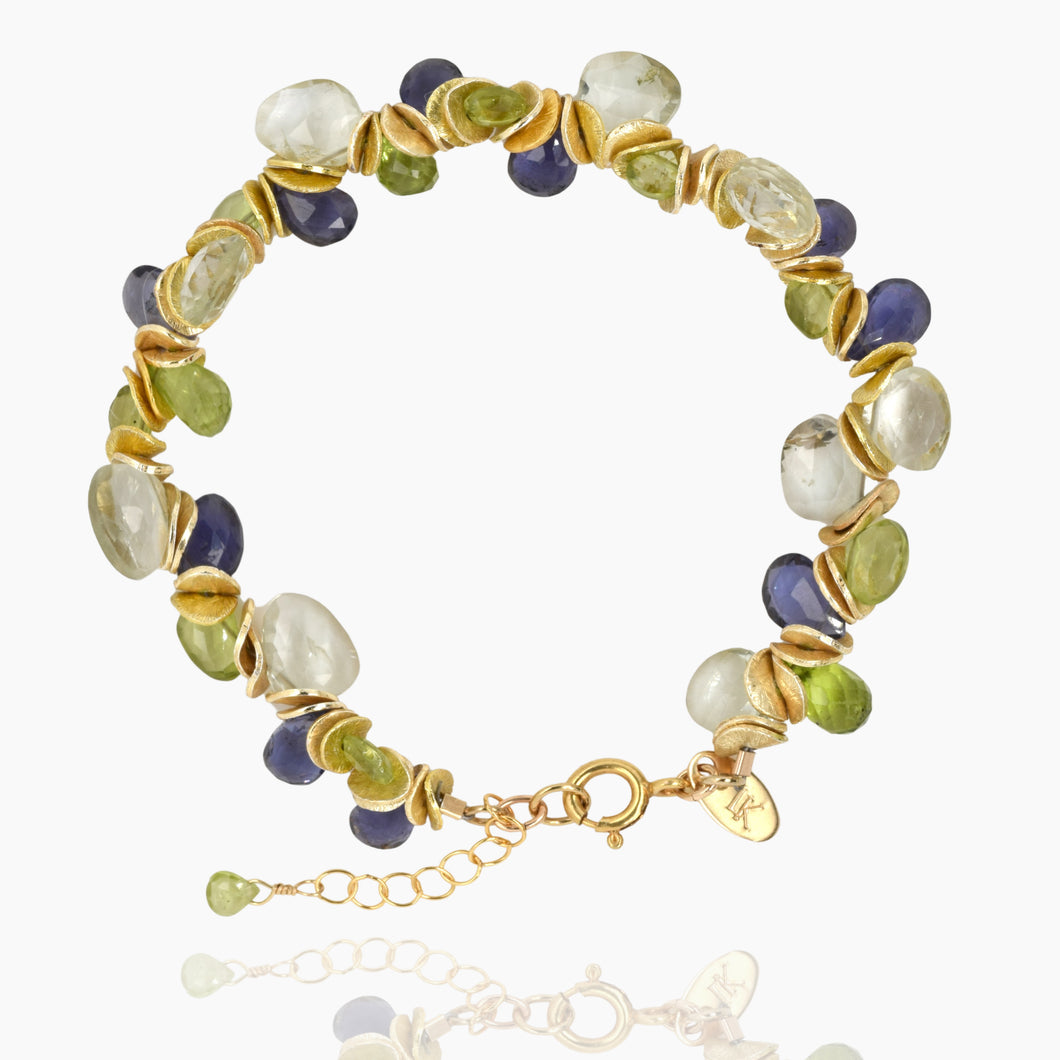 Signature Double Gold Iolite, Peridot and Green Amethyst Bracelet