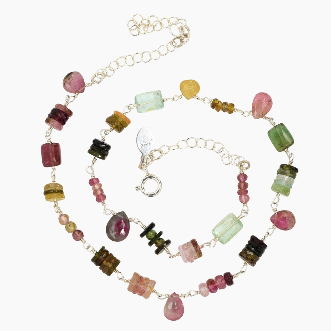 Sterling Silver Multi-colored Tourmaline Necklace