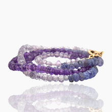 Load image into Gallery viewer, Triple Wrap Tanzanite Amethyst Bracelet/Necklace

