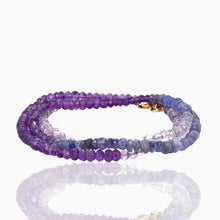 Load image into Gallery viewer, Triple Wrap Tanzanite Amethyst Bracelet/Necklace
