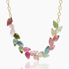 Load image into Gallery viewer, Tourmaline Leaf Gold Necklace
