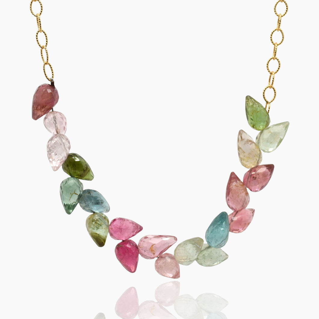 Tourmaline Leaf Gold Necklace