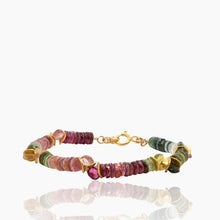 Load image into Gallery viewer, Tourmaline Slices Gold Bracelet
