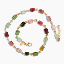 Load image into Gallery viewer, Multi-Tourmaline Chicklet Gold Choker
