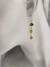 Load image into Gallery viewer, Trio Tourmaline 22K Gold Earrings
