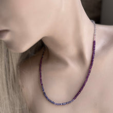 Load image into Gallery viewer, Triple Wrap Tanzanite Amethyst Bracelet/Necklace
