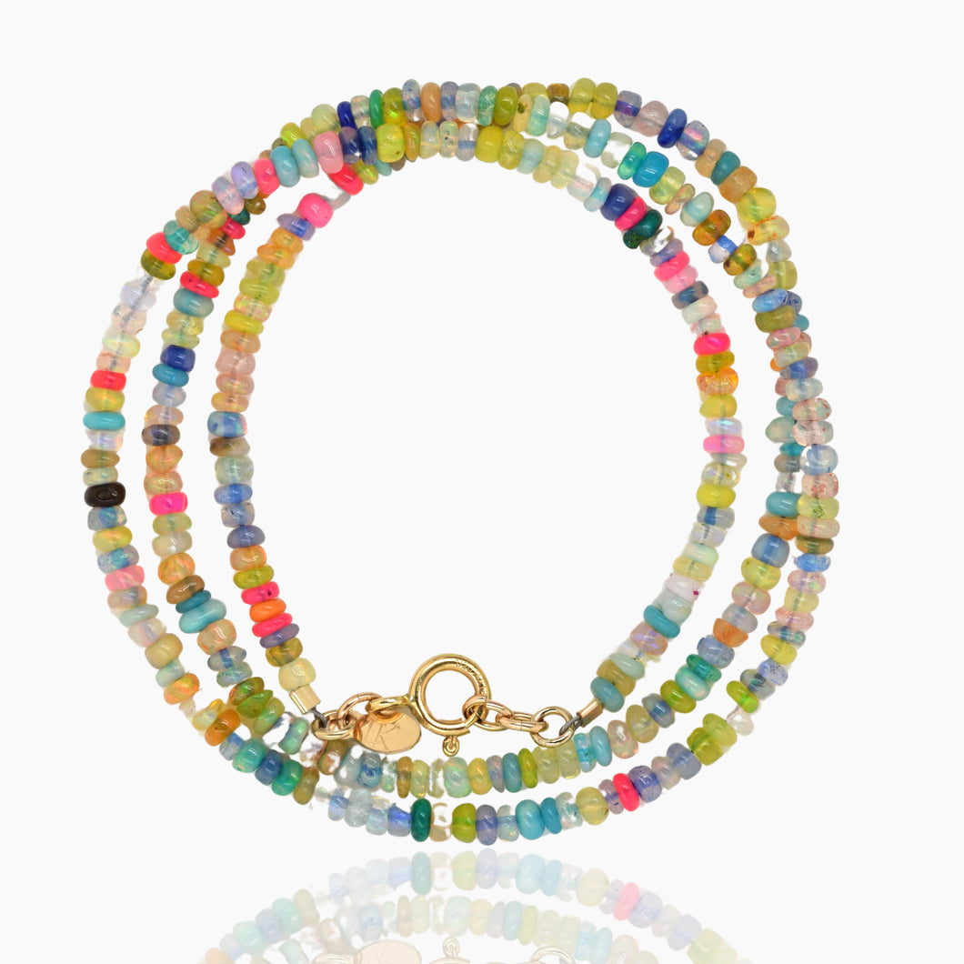 Triple Wrap Bracelet Multi-Colored Opal / Necklace