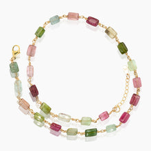 Load image into Gallery viewer, Multi-Tourmaline Chicklet Gold Choker

