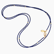 Load image into Gallery viewer, Lapis Double Strand Gold Nugget Necklace
