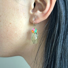 Load image into Gallery viewer, Green Amethyst Opal Gold Drop Earrings
