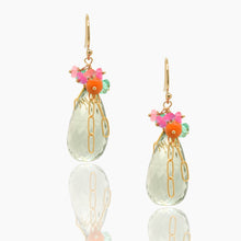 Load image into Gallery viewer, Green Amethyst Opal Gold Drop Earrings
