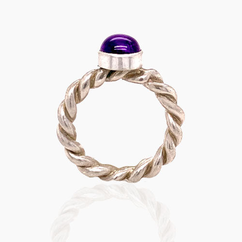 Sterling Amethyst Rope Ring