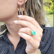 Load image into Gallery viewer, Black Onyx Gold Chandelier Earrings
