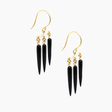 Load image into Gallery viewer, Black Onyx Gold Chandelier Earrings
