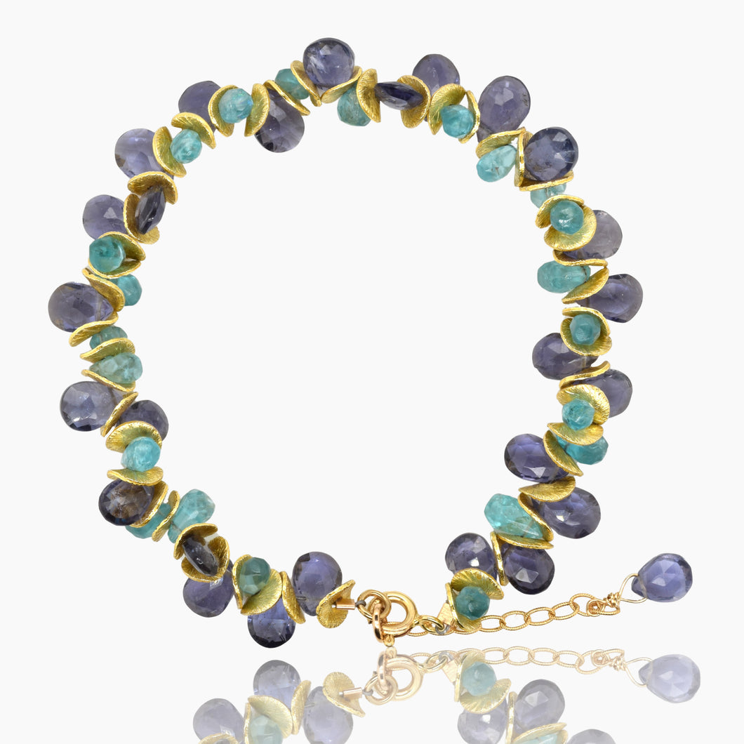 Hydrangea Signature Iolite and Apatite Bracelet