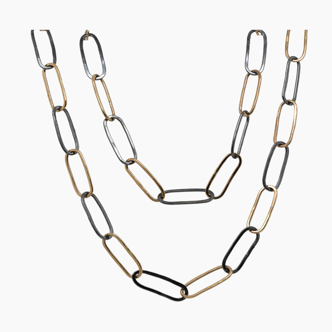 Paper Clip Link Chain in 18K Gold and Sterling