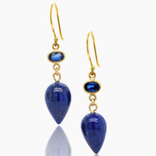 Load image into Gallery viewer, Lapis and Kyanite Gold Earrings

