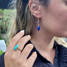 Load image into Gallery viewer, Lapis and Kyanite Gold Earrings
