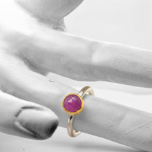 Load image into Gallery viewer, Pink Sapphire Gold and Silver Ring
