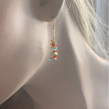 Load image into Gallery viewer, Signature Aqua Apatite Earrings with Coral

