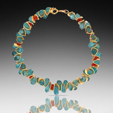 Load image into Gallery viewer, Aqua Apatite and Coral Gold Signature Bracelet

