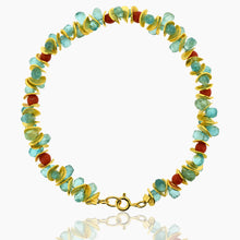 Load image into Gallery viewer, Aqua Apatite and Coral Gold Signature Bracelet
