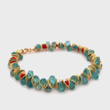 Load and play video in Gallery viewer, Aqua Apatite and Coral Gold Signature Bracelet
