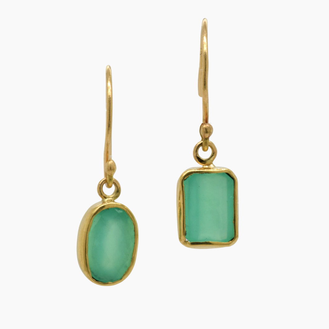 Chrysophrase Mix-Match Gold Earrings