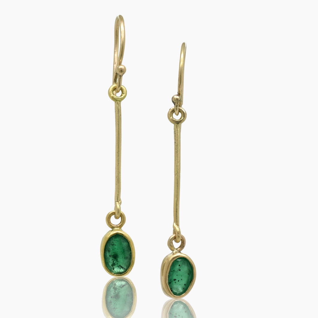 Art Deco Emerald Gold Earrings