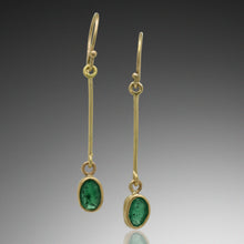 Load image into Gallery viewer, Art Deco Emerald Gold Earrings
