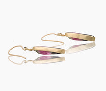 Load image into Gallery viewer, Watermelon Tourmaline Pear 18K Drop Earrings
