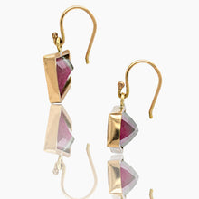 Load image into Gallery viewer, Watermelon Tourmaline Trapezoid Gold Earrings
